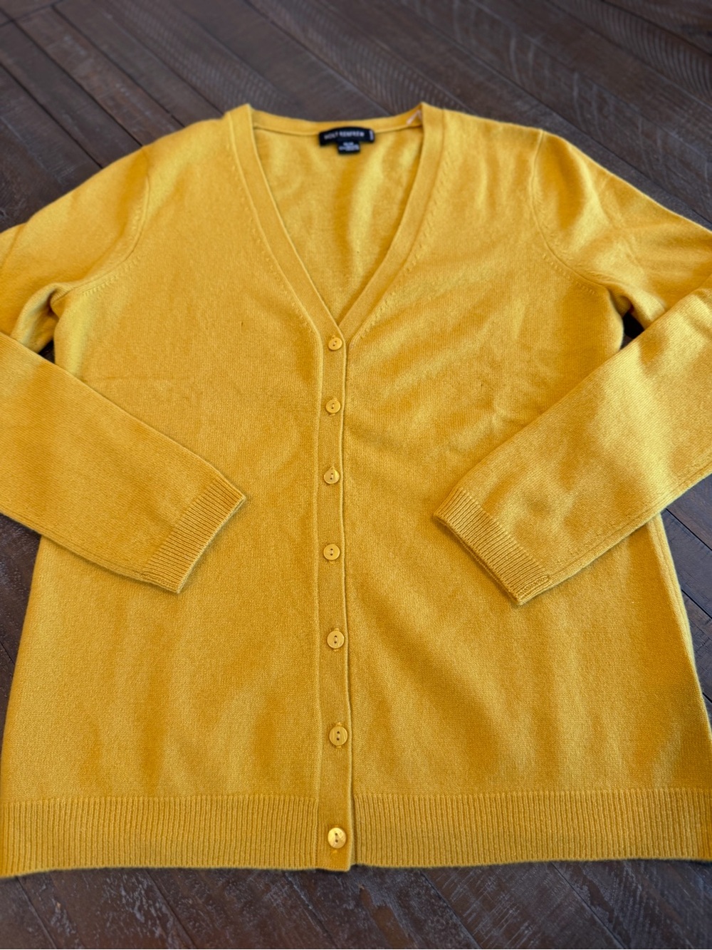 Holt Renfrew 100% Cashmere Cardigan Mustard Yellow Size M